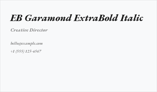 EB Garamond ExtraBold Italic Business Card