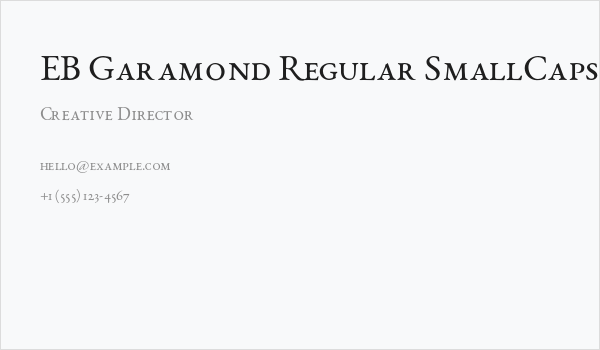 EB Garamond Regular SmallCaps Business Card