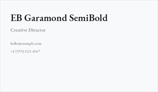EB Garamond SemiBold Business Card