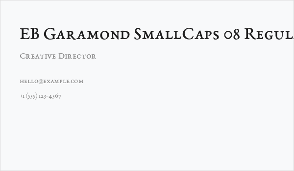 EB Garamond SmallCaps 08 Regular Business Card