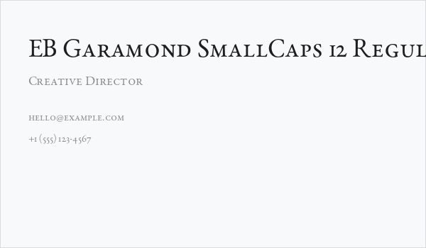 EB Garamond SmallCaps 12 Regular Business Card