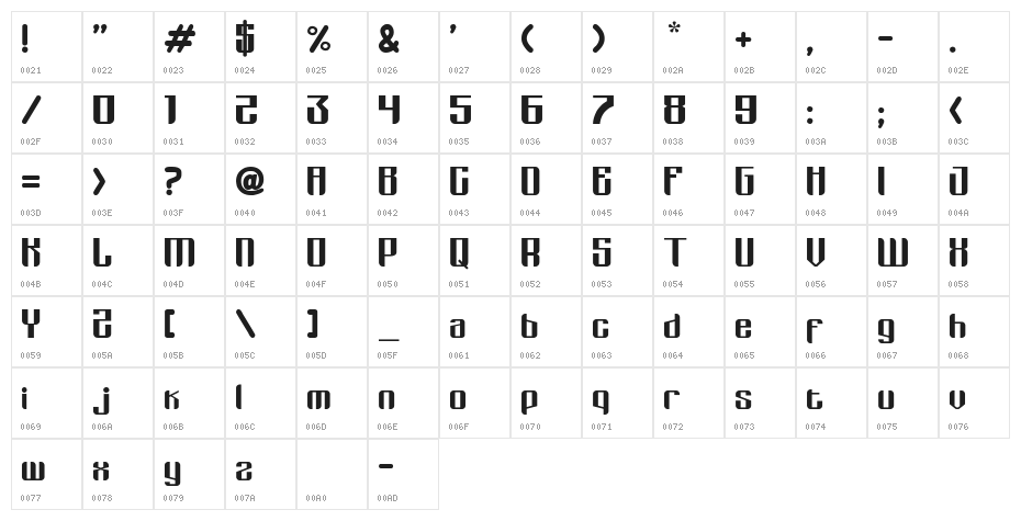 EBRASIE Bold Character Map