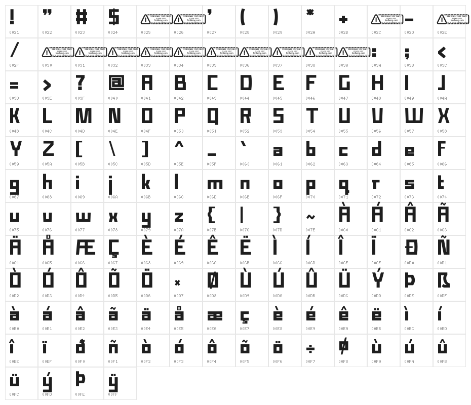 Ebox PERSONAL USE ONLY! Character Map
