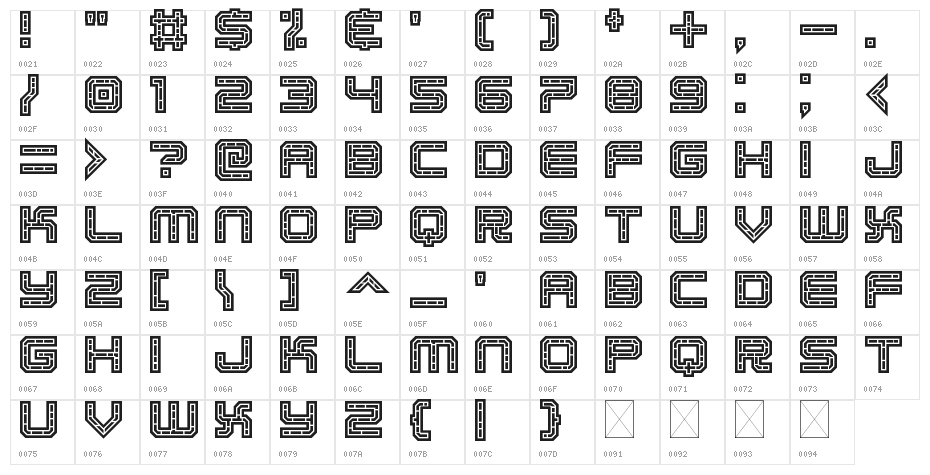 EC Bricks Regular Character Map