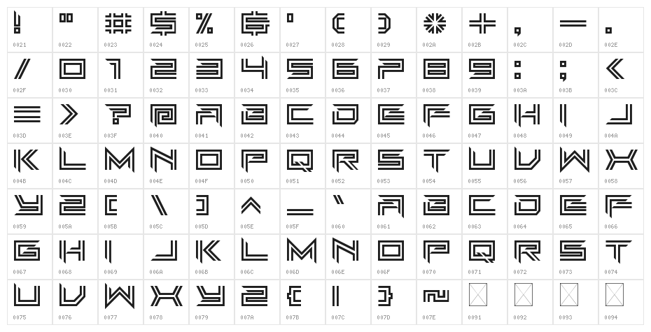 EC_Tunnel Regular Character Map