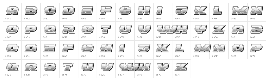 Eccentric Gradient Italic Character Map