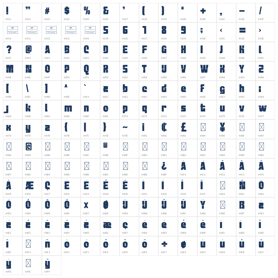 Echo Ridge Regular Character Map