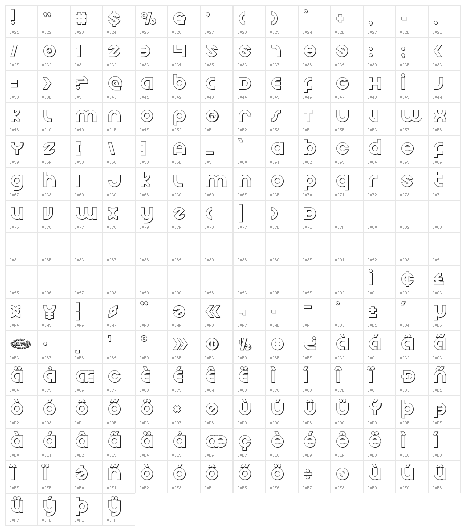 Echo Station Outline Character Map
