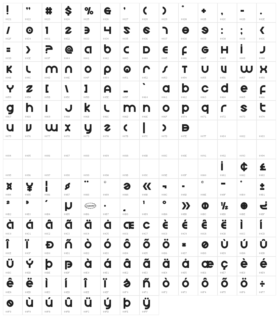 Echo Station Character Map