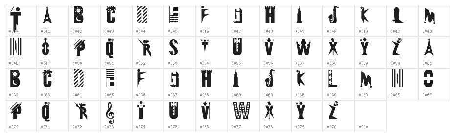 Eclectica Character Map