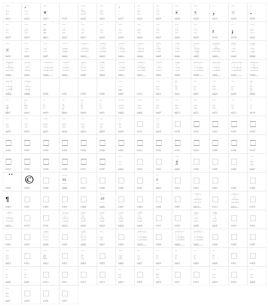 Ecolier_CP_pointillés Character Map