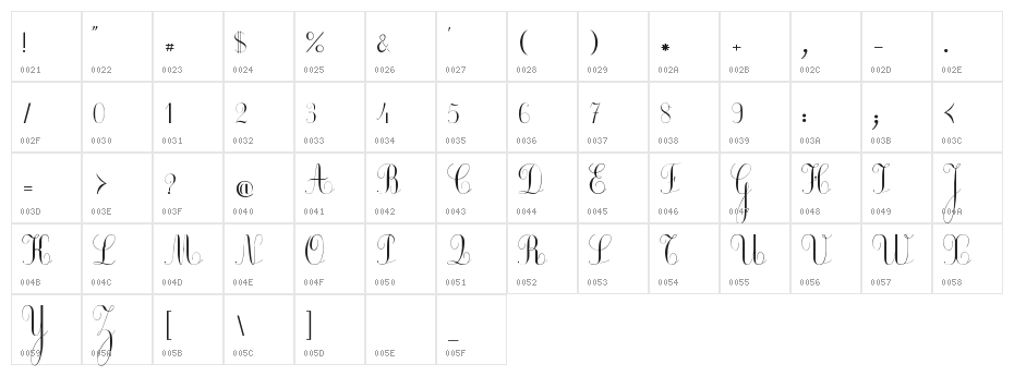 Ecolier Character Map