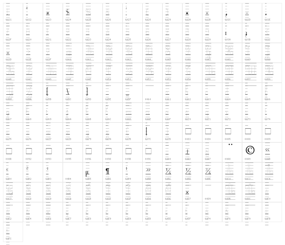 Ecolier_lignes_pointillés Character Map