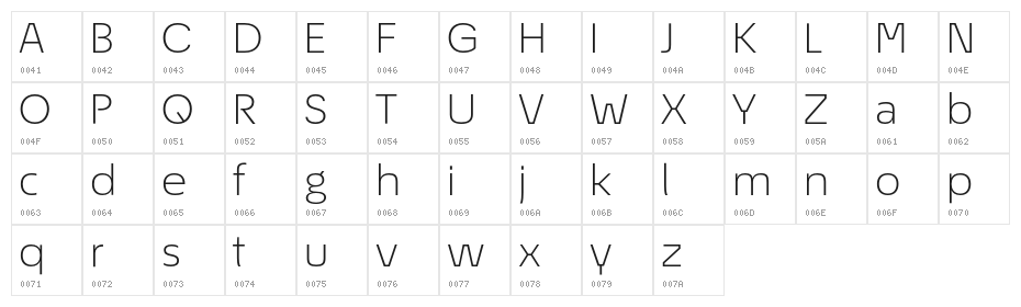 EconoSansRed-43LightExpanded Character Map