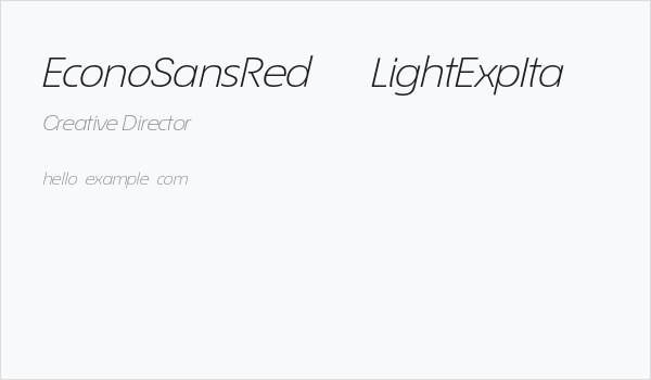 EconoSansRed-44LightExpIta Business Card