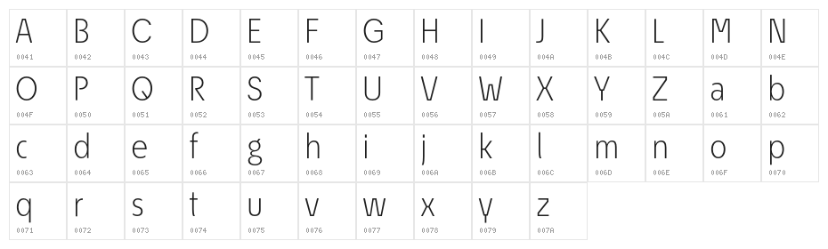 EconoSansRed-45Light Character Map