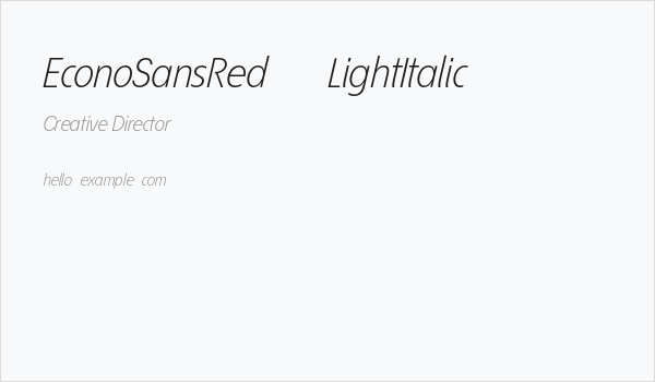 EconoSansRed-46LightItalic Business Card
