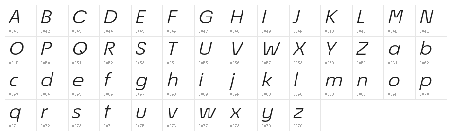 EconoSansRed-54BookExpIta Character Map