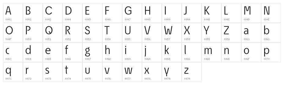 EconoSansRed-55Book Character Map