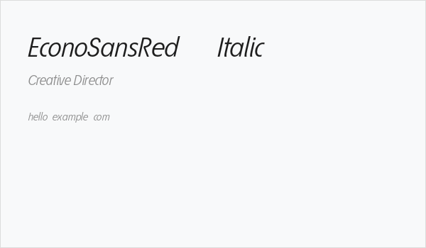 EconoSansRed-56Italic Business Card