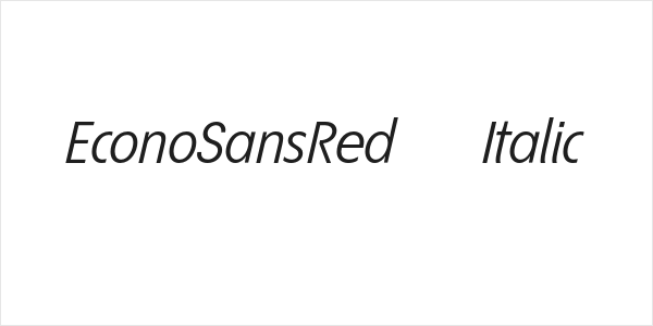 EconoSansRed-56Italic Logo