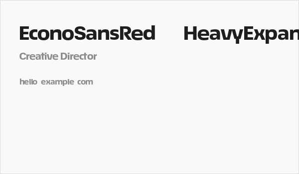 EconoSansRed-83HeavyExpanded Business Card