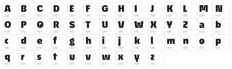 EconoSansRed-95Black Character Map