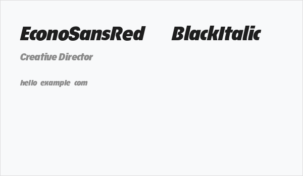 EconoSansRed-96BlackItalic Business Card