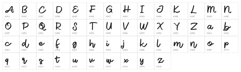Ecustic FREE Character Map