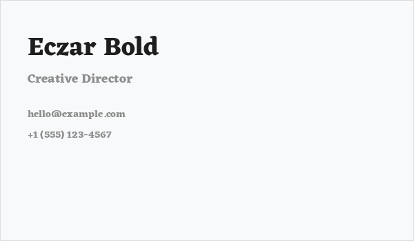 Eczar Bold Business Card