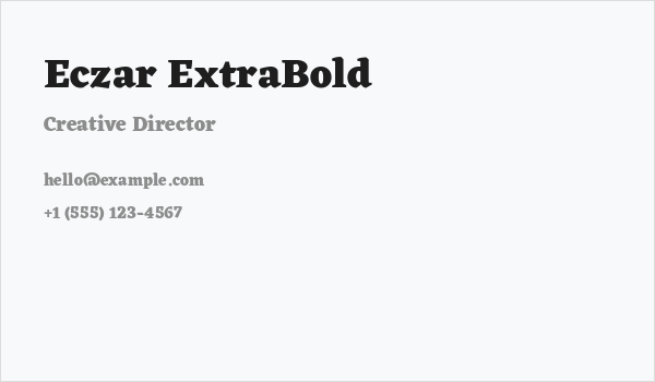 Eczar ExtraBold Business Card