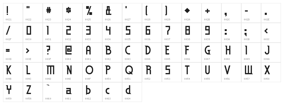 Eden Mills Bold Character Map