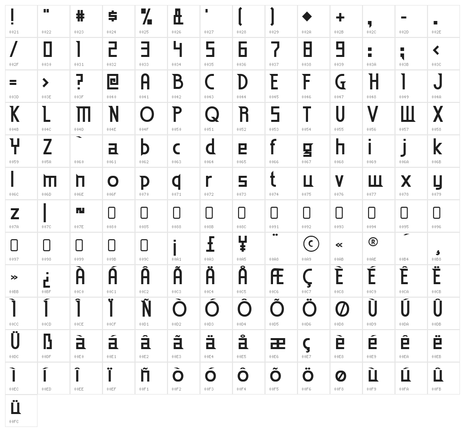 EdenMills-Bold Character Map