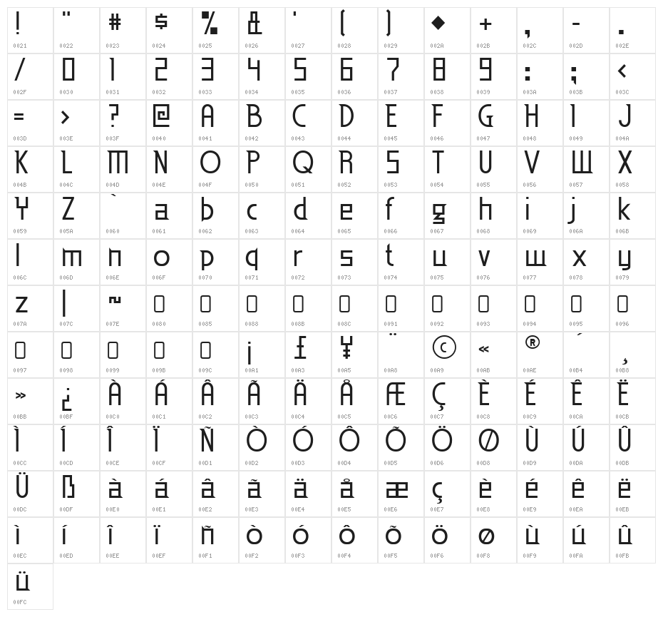 EdenMills-Regular Character Map
