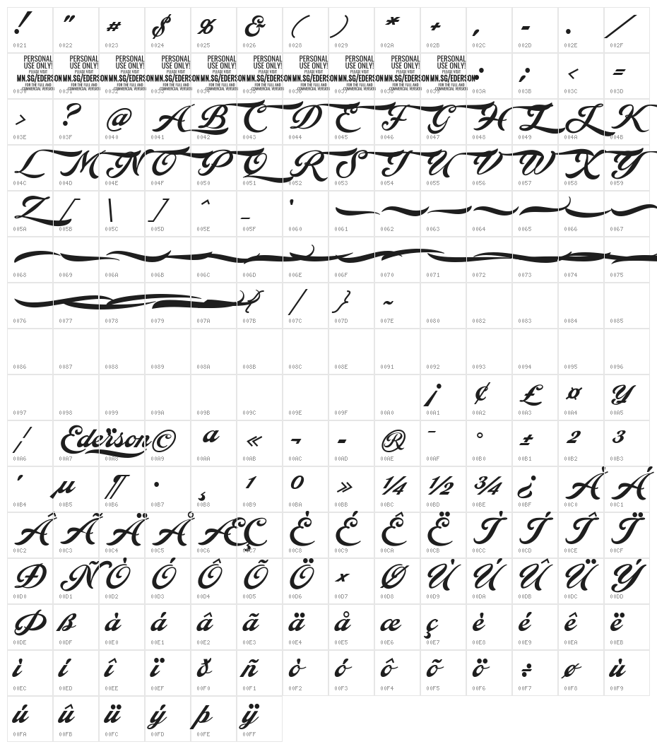 Ederson Deco PERSONAL USE ONLY Character Map