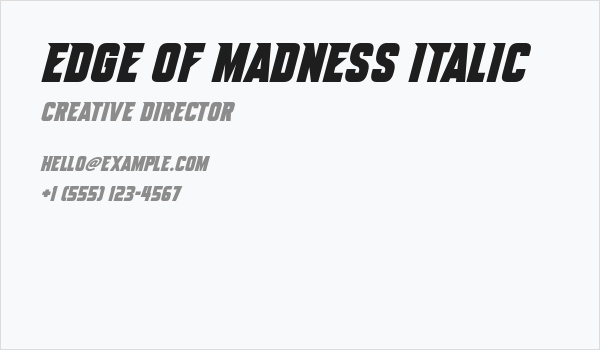 Edge Of Madness Italic Business Card