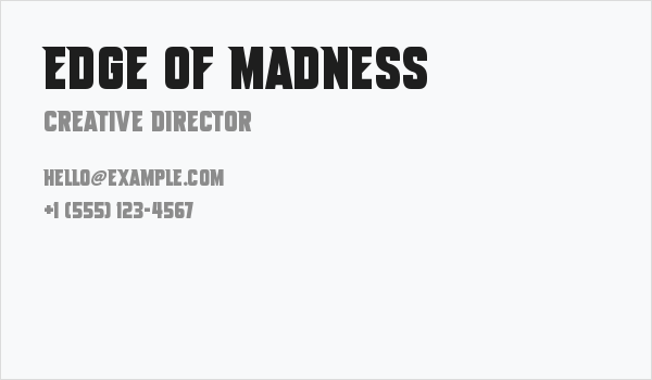 Edge Of Madness Business Card
