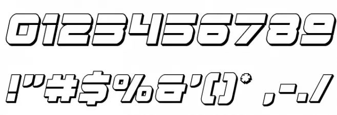 Edge Racer 3D Italic Font OTHER CHARS