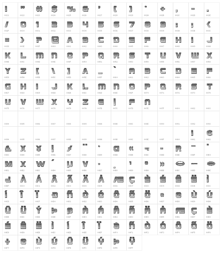 Edge Racer Chrome Character Map