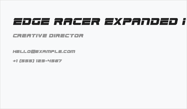 Edge Racer Expanded Italic Business Card