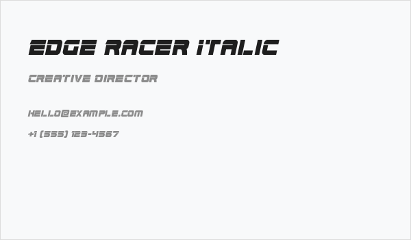 Edge Racer Italic Business Card