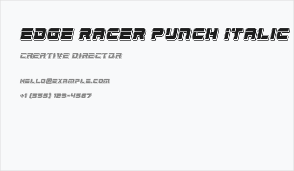Edge Racer Punch Italic Business Card