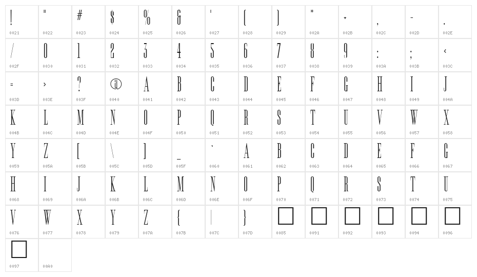 Edition Regular Character Map