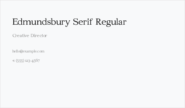 Edmundsbury Serif Regular Business Card