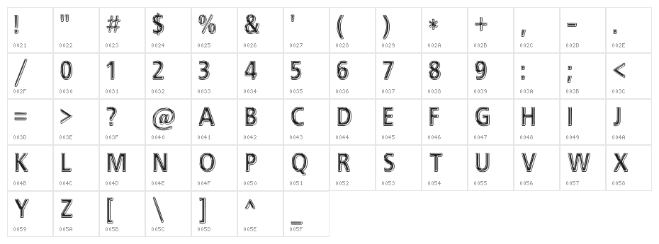 EFN Black Chrome Character Map