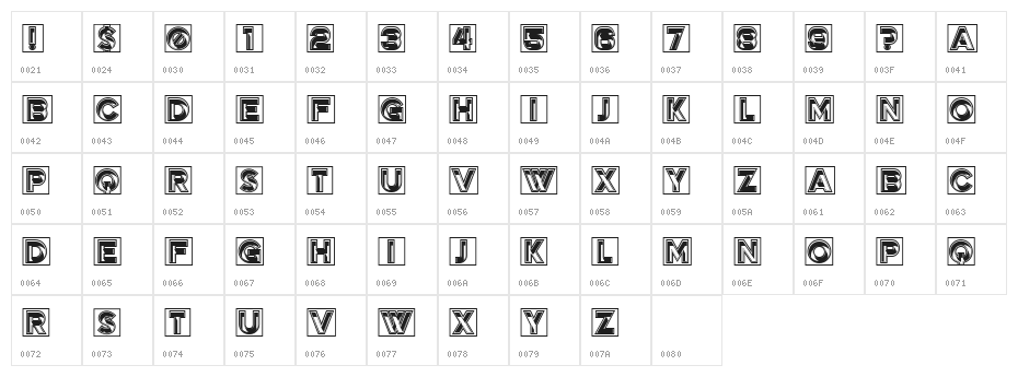Effect Capitals Regular Character Map