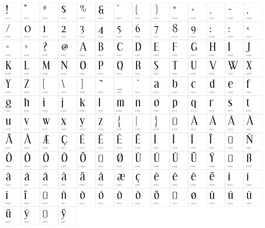 Effloresce-Regular Character Map