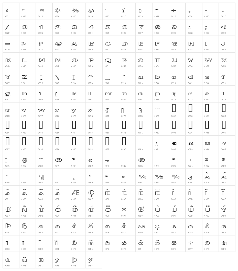Effluence Outlined Character Map