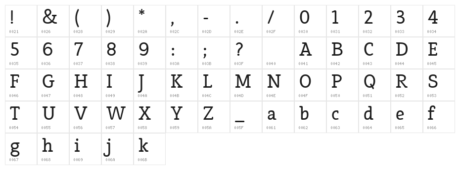 Efja Regular Character Map