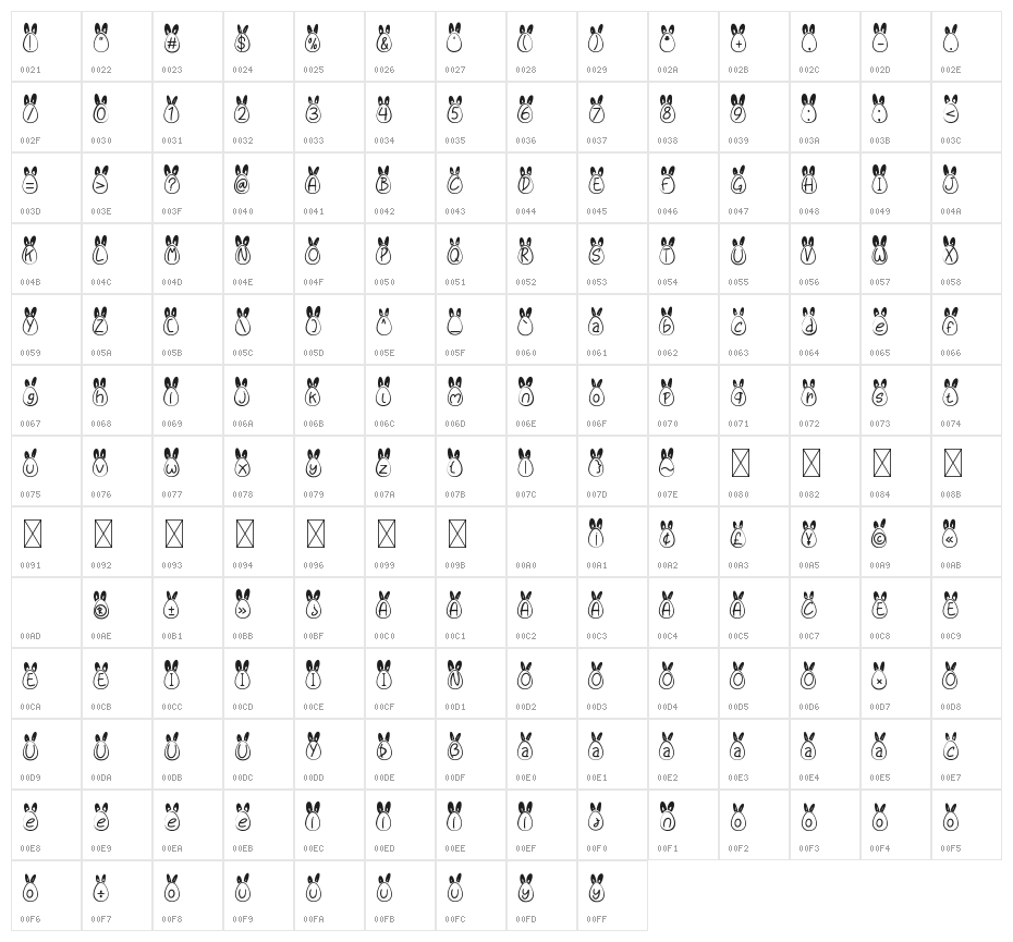 Eggy Bunny Ear Character Map